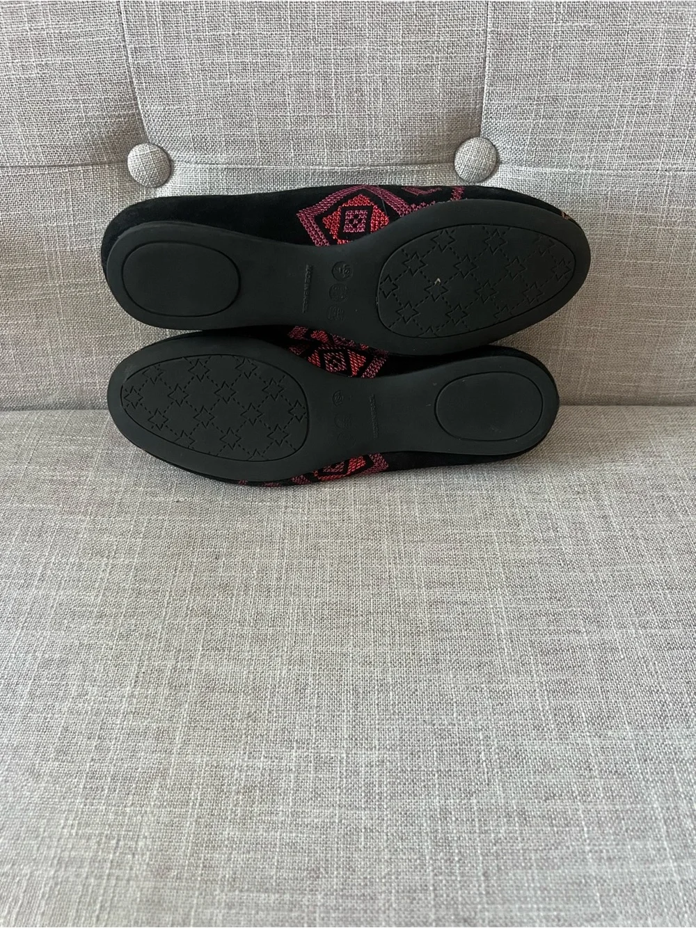 fs/ny Black Embroidered Ballet Flats, women’s 7, office, casual, dressy, pattern